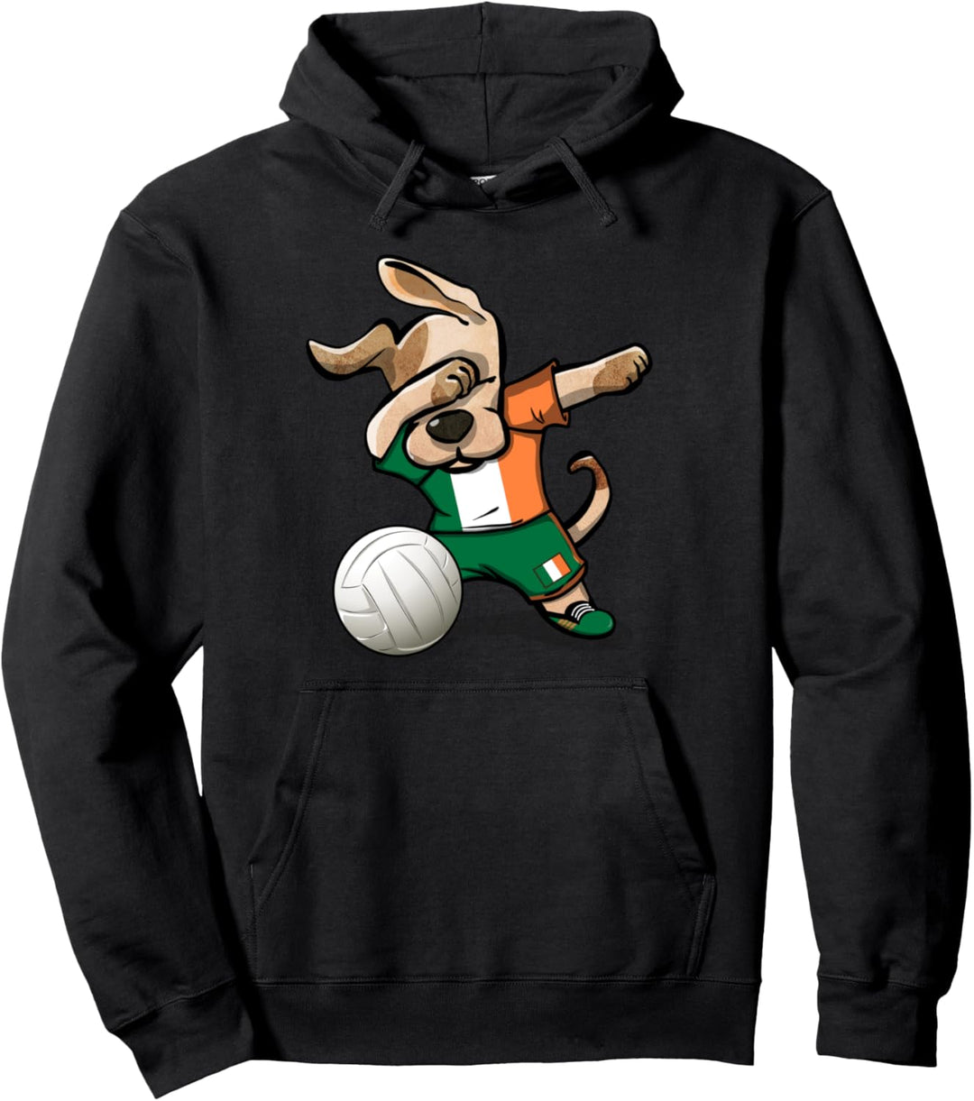 Lustiger Tupfender Hund Irland Volleyball - Irische Flagge Pullover Hoodie
