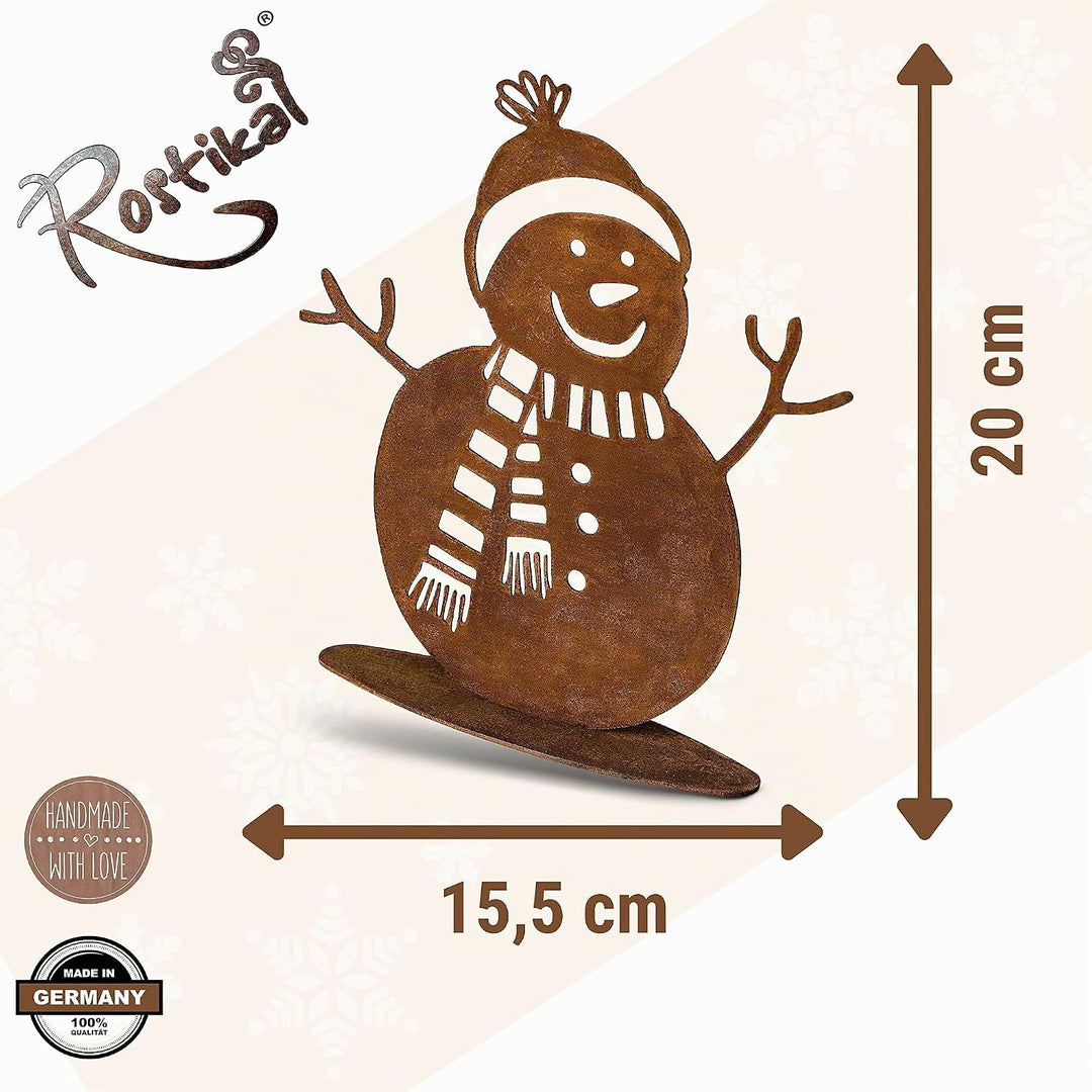 Rostikal | Winterdeko Schneemann Rost Gartendeko Weihnachten | 20 cm hoch