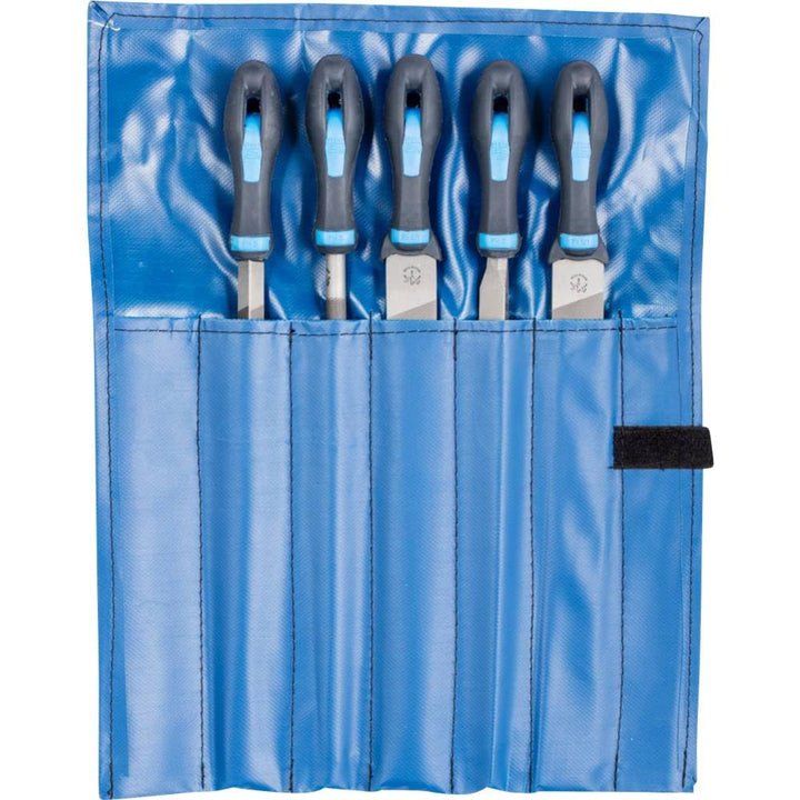 Feilensatz L.300mm Hieb 2 2K-Ergo PFERD Werkstattfeilen-Set in PVC-Rolltasche Kreuzhieb H2 Länge 300