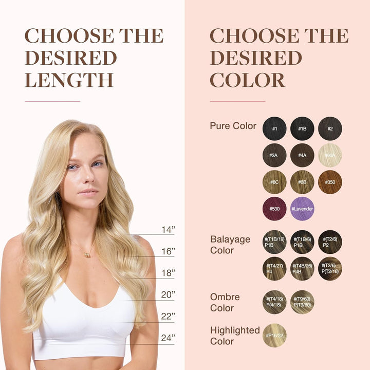 GOO GOO Clip in Extensions Echthaar, Echthaar Extensions Clip, 35cm 120g 7pcs, Extensions Echthaar,