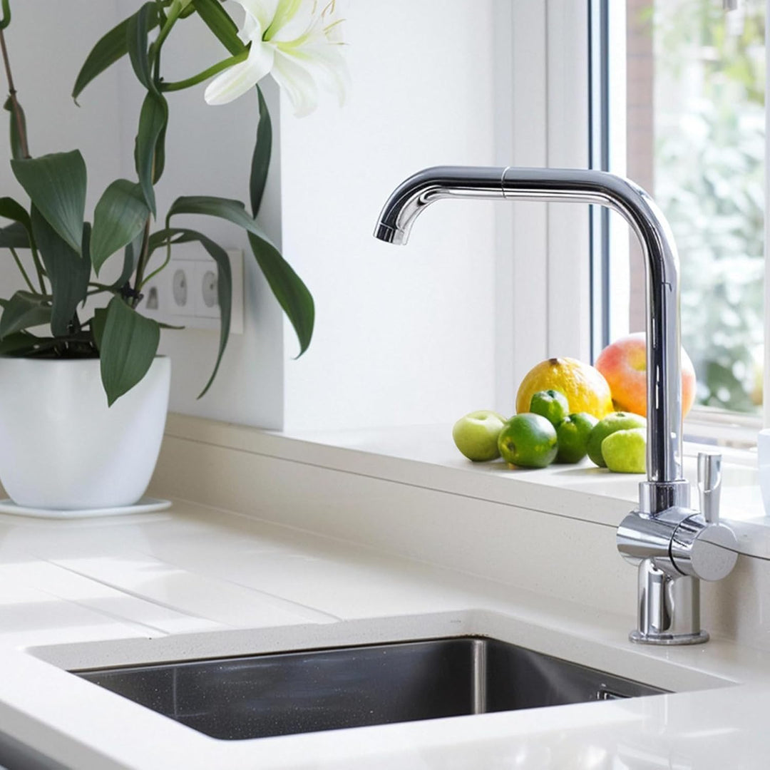 Schwarz Wasserhahn Küche - Wasserhahn Bad, 360°Drehbar Waschbecken, Edelstahl Waschtischarmatur, Auf