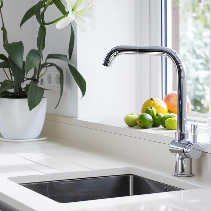 Schwarz Wasserhahn Küche - Wasserhahn Bad, 360°Drehbar Waschbecken, Edelstahl Waschtischarmatur, Auf