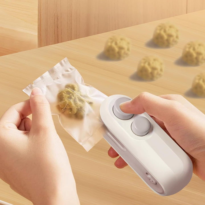 2 Stück Mini Folienschweissgerät: Wiederaufladbar 2 in 1 Snacks Beutelverschliesser, Mini Bag Sealer