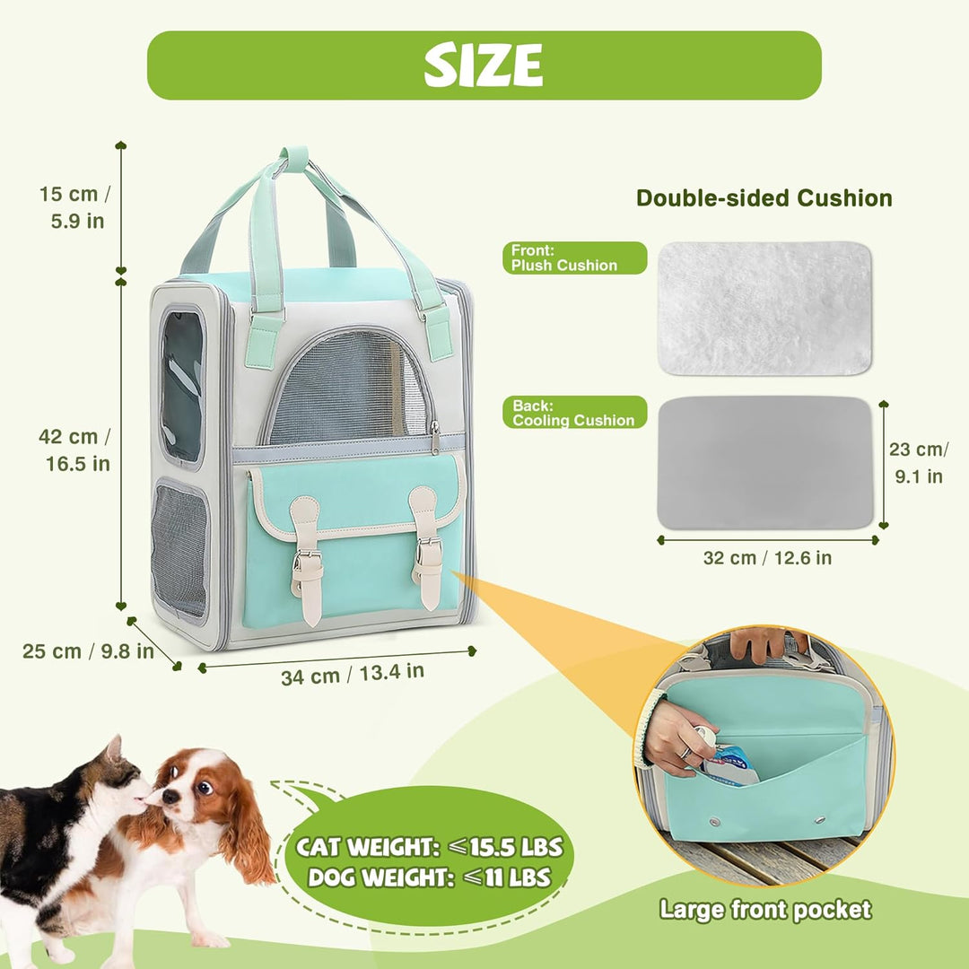 ALLSOPETS Haustier Rucksack mit Netzfenster Tragbare und Faltbare Hunderucksack für Katzen und Hunde