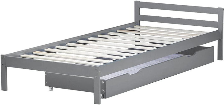 Homestyle4u 2040, Bettkasten Holz Aufbewahrung mit Rollen, Bett Schublade Bettauszug Grau