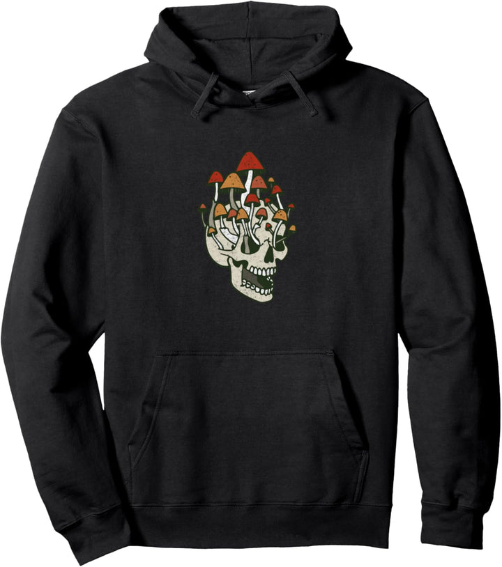 Goblincore Mushroom Collector Skull Dark Academia Aesthetic Pullover Hoodie