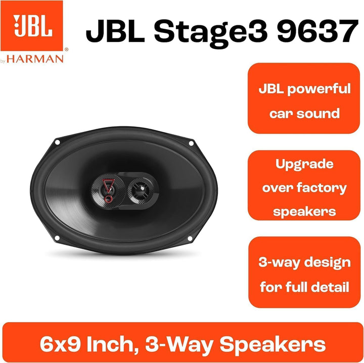 JBL Stage3 9637F 3-Wege Auto Lautsprecher Set von Harman Kardon ohne Gitter - 375 Watt KFZ Ovale Aut