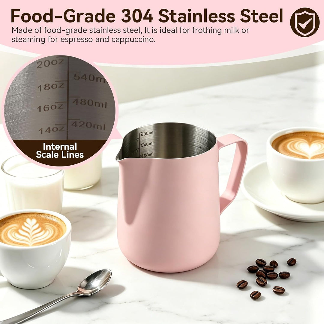 Milchkännchen Edelstahl 480ml, Milchaufschäumkrug Espresso Dampfkrug, Milchaufschäumbecher Milch Pit