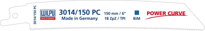 WILPU 3014/150 PC Säbelsägeblatt für Metall 150x19x0,9mm Z18-20 Stück 150x19x0,9mm Z18 - 20 Stück WI