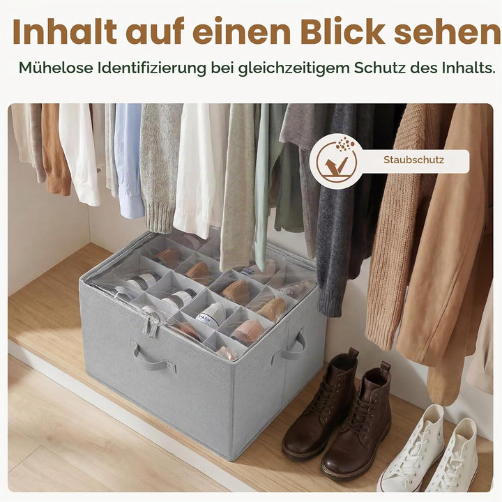 StorageWorks Schuhaufbewahrungsbox mit Deckel, Schuhaufbewahrung platzsparend für bis zu 16 Paar Sch