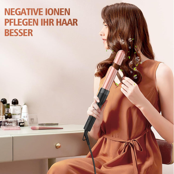 Lockenstab Grosse und Kleine Locken Set mit einstellbarer Temperatur - 6 in 1 Mit Verschiedenen Aufs
