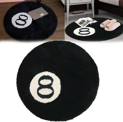 Aisny Teppiche Schwarz Weiss für 8 Bälle, 60cm Waschbar Dekor rutschfeste Teppich Beflockt, Anti-Rut