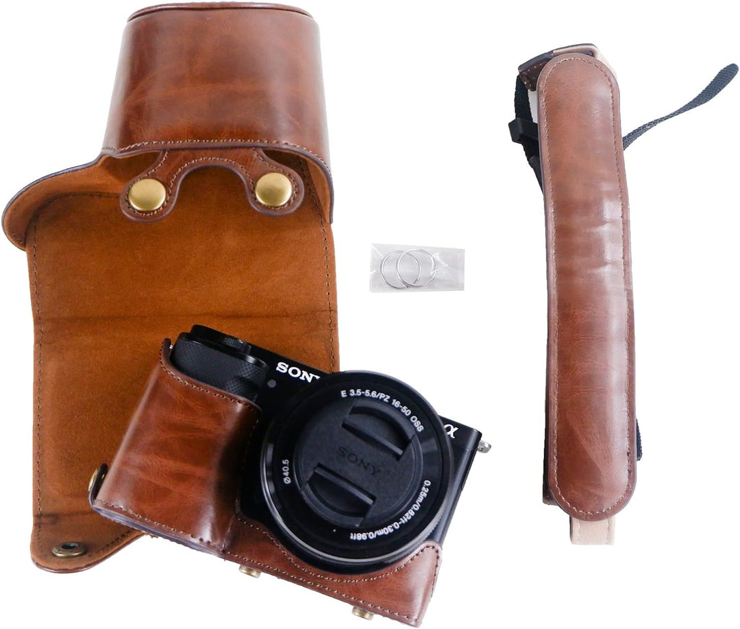 Rieibi ZVE10 Hülle - Qualität PU Leder Hülle für Sony ZV-E10 spiegellose Digitalkamera - Griff Schut