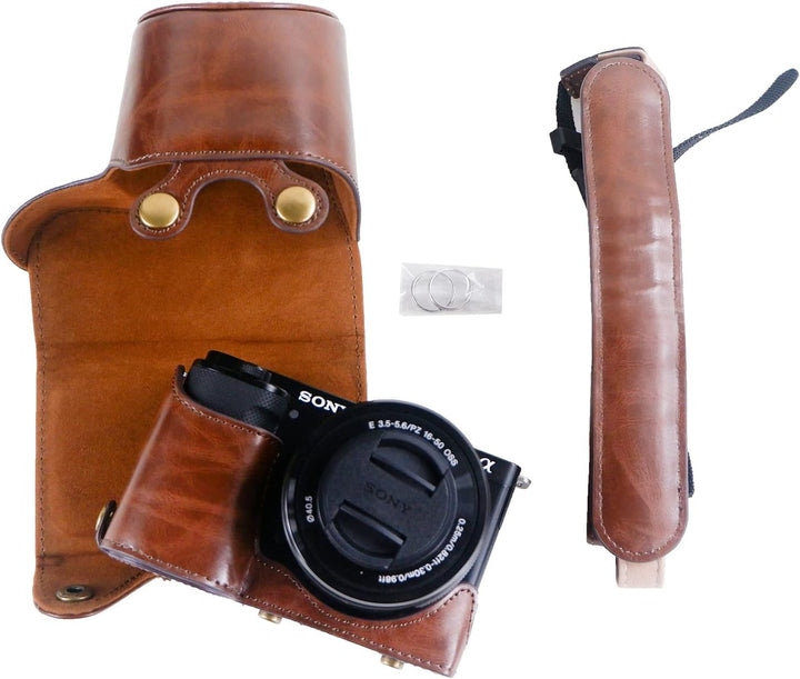 Rieibi ZVE10 Hülle - Qualität PU Leder Hülle für Sony ZV-E10 spiegellose Digitalkamera - Griff Schut