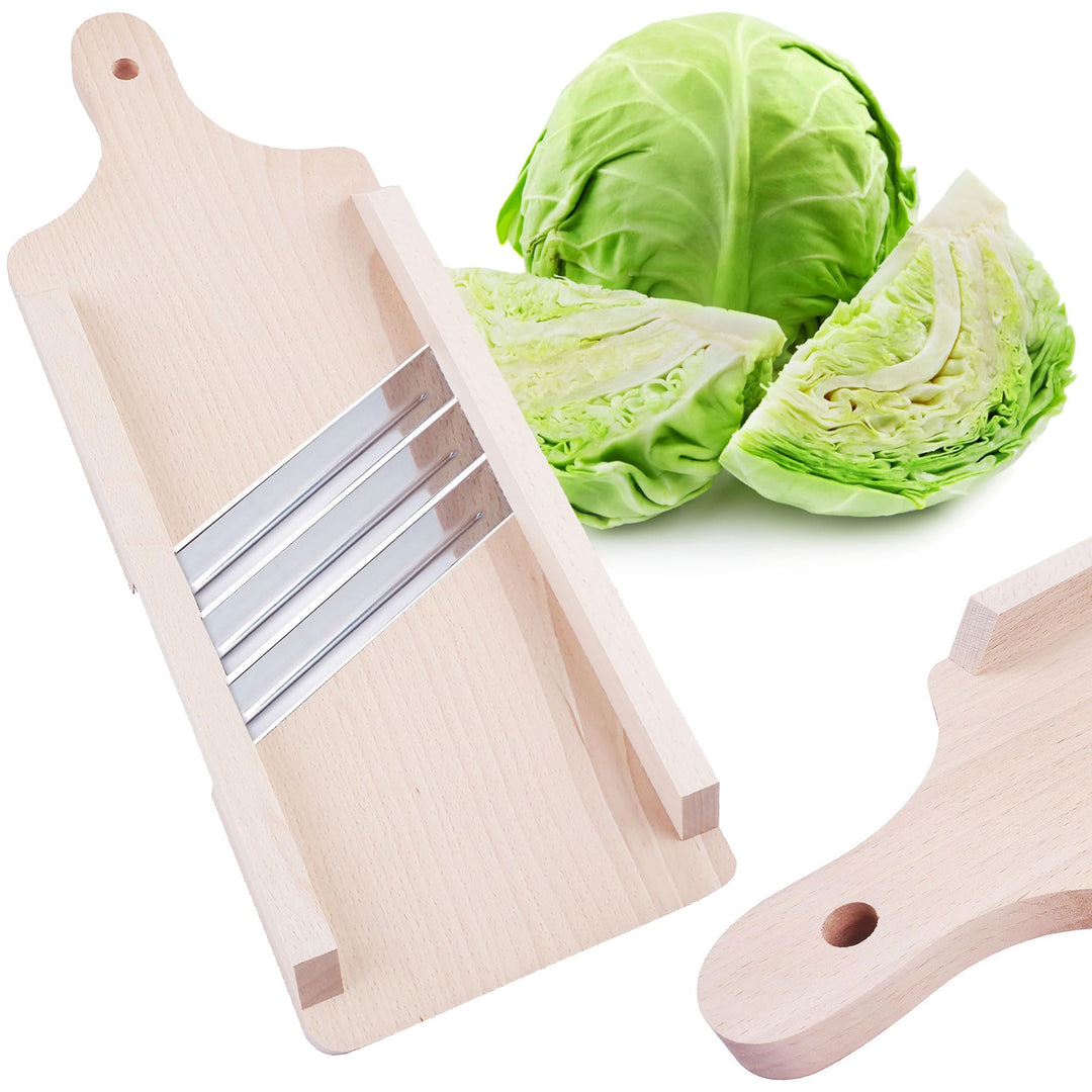 Krauthobel aus Buchenholz mit Edelstahlklingen – Traditioneller Gemüsehobel für Weisskohl, Rotkohl &