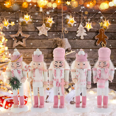 Veemoon 5 Stück Kleine Nussknacker-Hängeornamente Weihnachtsbaum-Soldat- Weihnachts-Hängefiguren Nus
