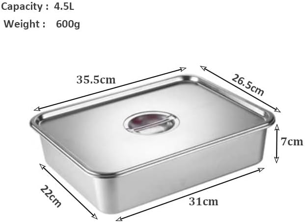 Edelstahl-Behälter-Set, Stapelbare Edelstahlpfannen, Mit Deckeln,Für den Gefrierschrank Geeignet Bac