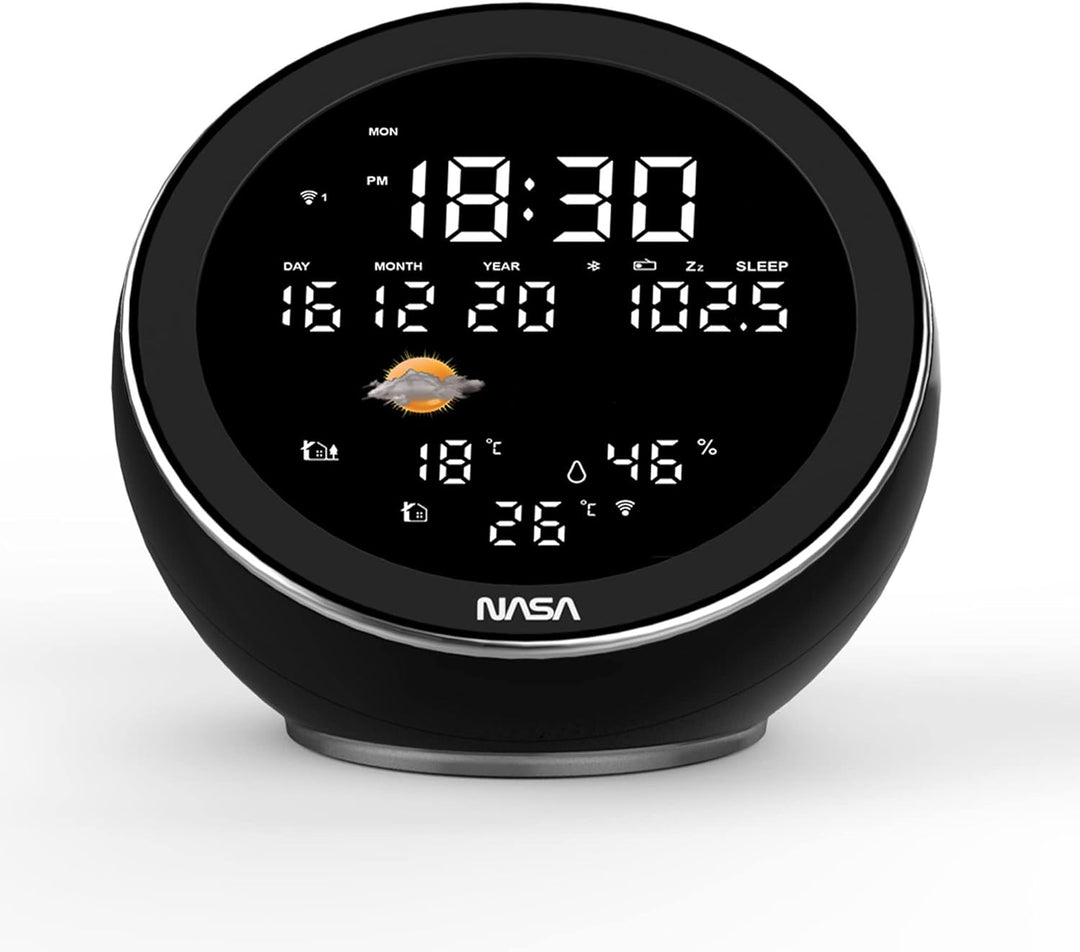 NASA - Wetterstation und Bluetooth-Lautsprecher WSP1500 Schwarz - 2 Aussensensoren - Lieferung mit N