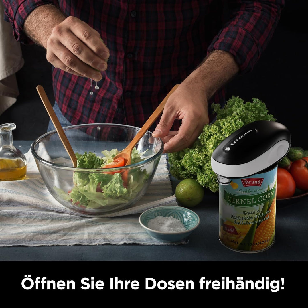 Kitchen Mama One-To-Go Elektrischer Dosenöffner – Dosenöffnen mit einem Tastendruck (Auto-Stopp), Do