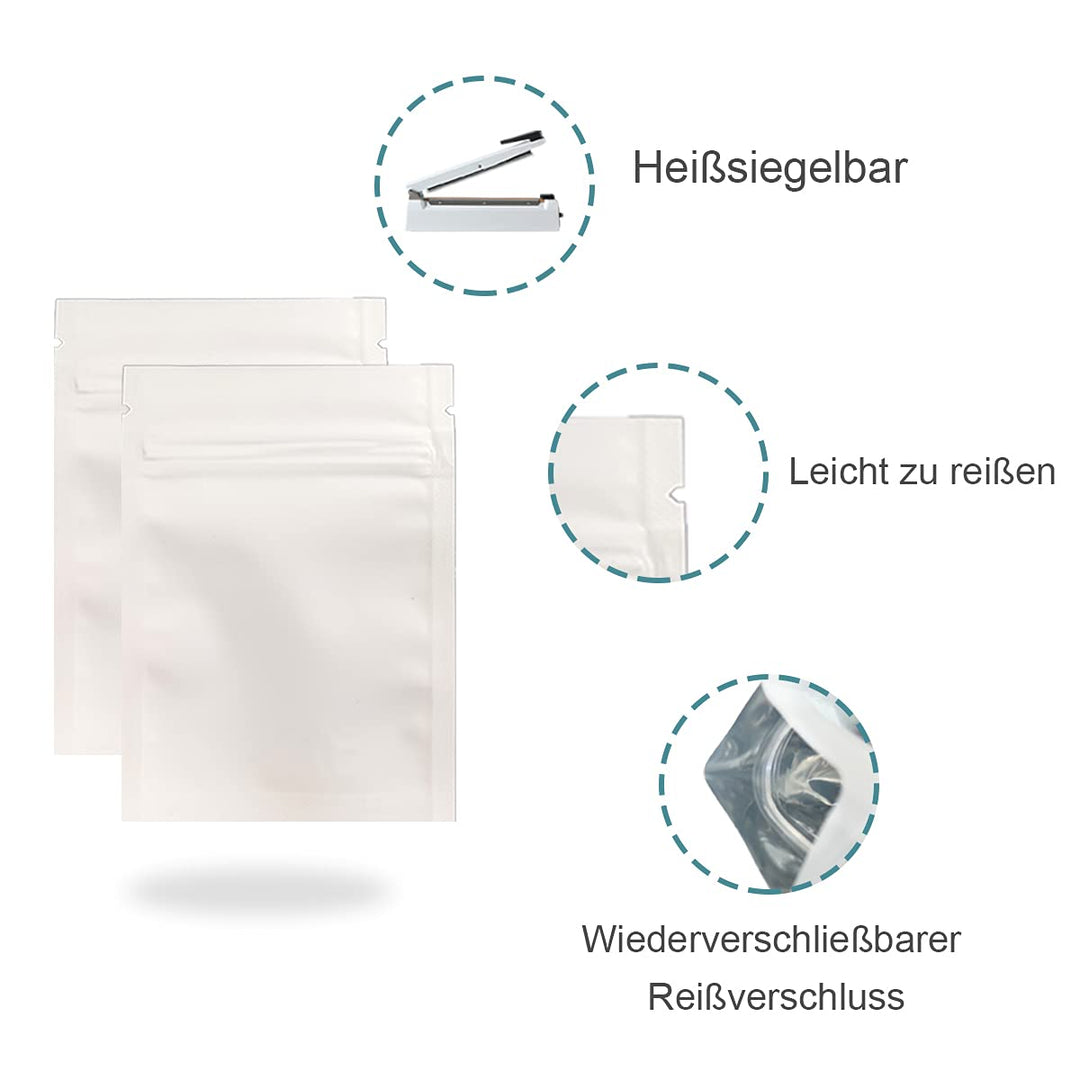 WACCOMT Pack 100 Stücke Matte Aluminiumfolie Verpackung Tasche Reissverschluss Selbstdicht Flachbeut