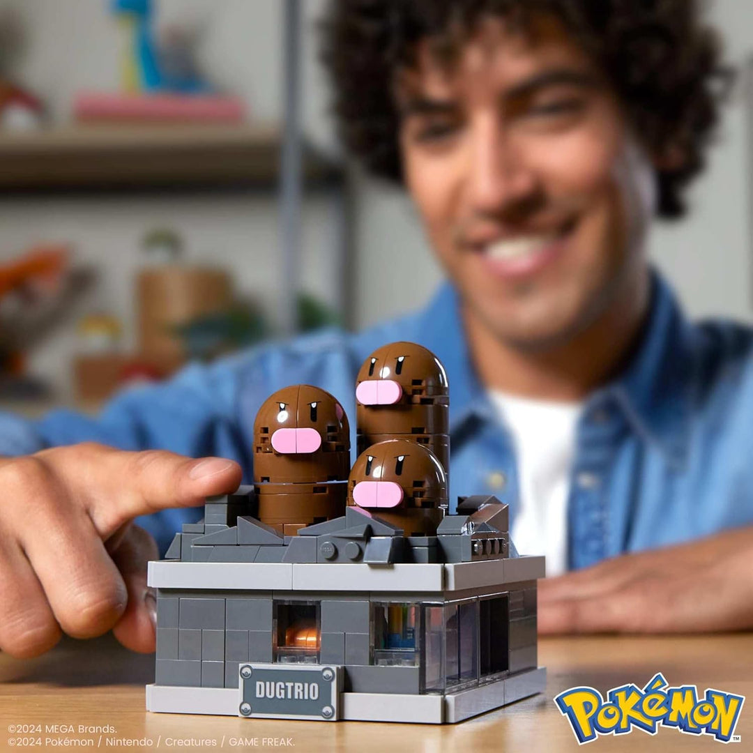 MEGA Pokémon Actionfigur-Bauset, Mini Motion-Digdri mit 350 Teilen und Auftauchbewegung, Spielzeug f