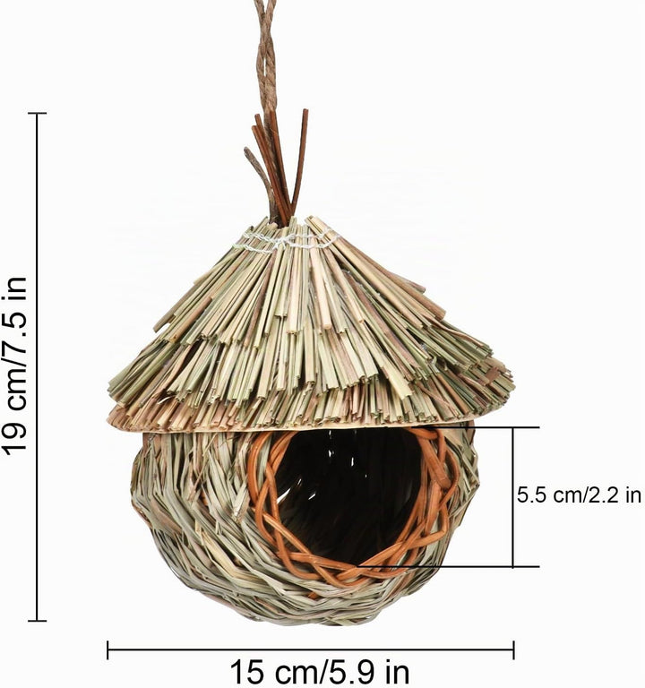 Vogelnest Gras, 2 Stück Gras Bird Nest, Handgewebte Vogelhäuser, Verschleissfest Hängender Vogelnest