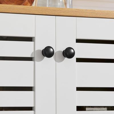 SoBuy BZR41-W Badkommode Badschrank mit Lamellentüren Kommode fürs Bad Badezimmerschrank Badmöbel we