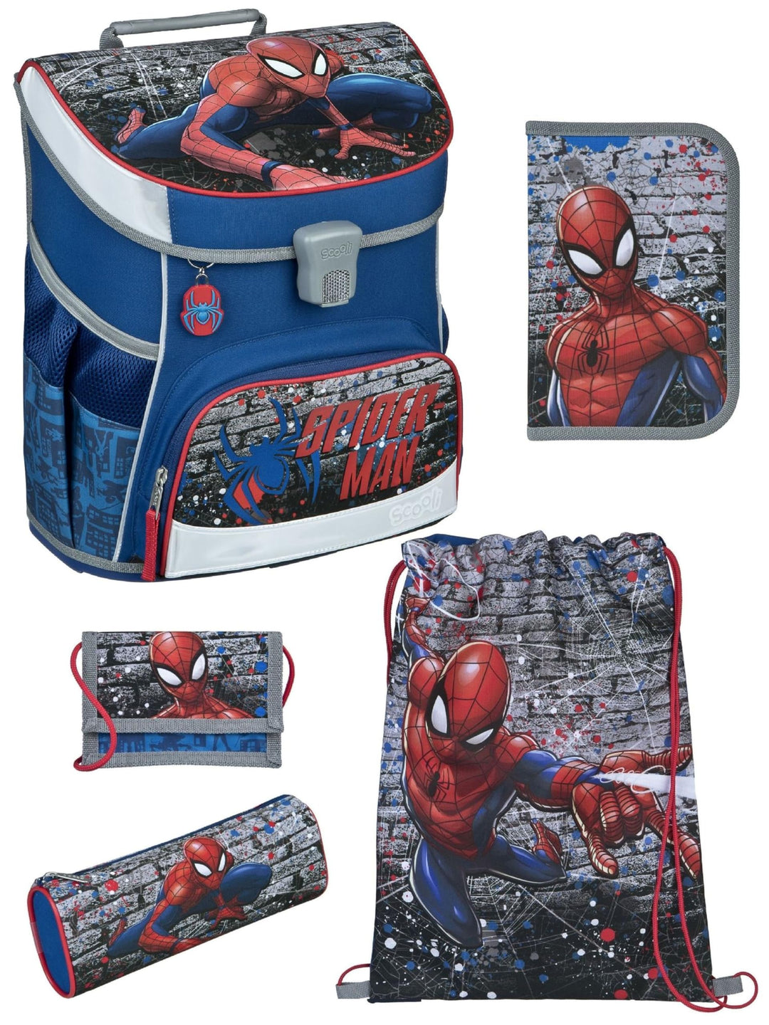 Familando Marvel Spiderman Schulranzen-Set 17tlg. Scooli Campus Fit Pro mit Sporttasche Schultüte 85