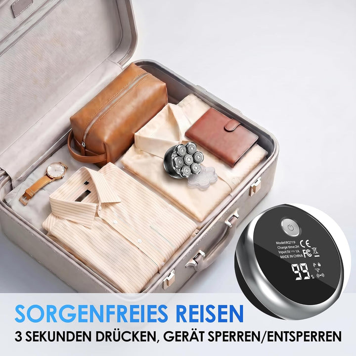 ICARE Glatzen Rasierer Herren – 7D Kopfrasierer Glatze mit Magnetischem Scherkopf – IPX6 Glatzenrasi