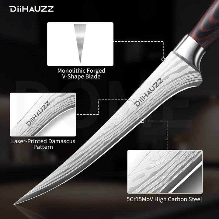 Filetiermesser 18 cm Küchenmesser, Ultrascharfes Ausbeinmesser Fischmesser, Professionelles Fischfil