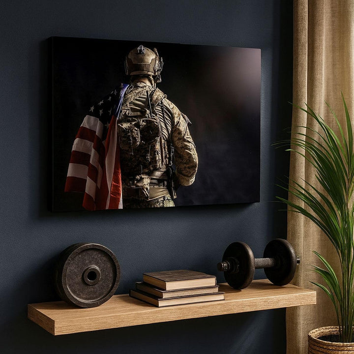 ARTTOR Bilder auf Leinwand Soldat Armee Leinwandbild mit Rahmen 70x50cm Wandbilder Dekoration Wohnzi