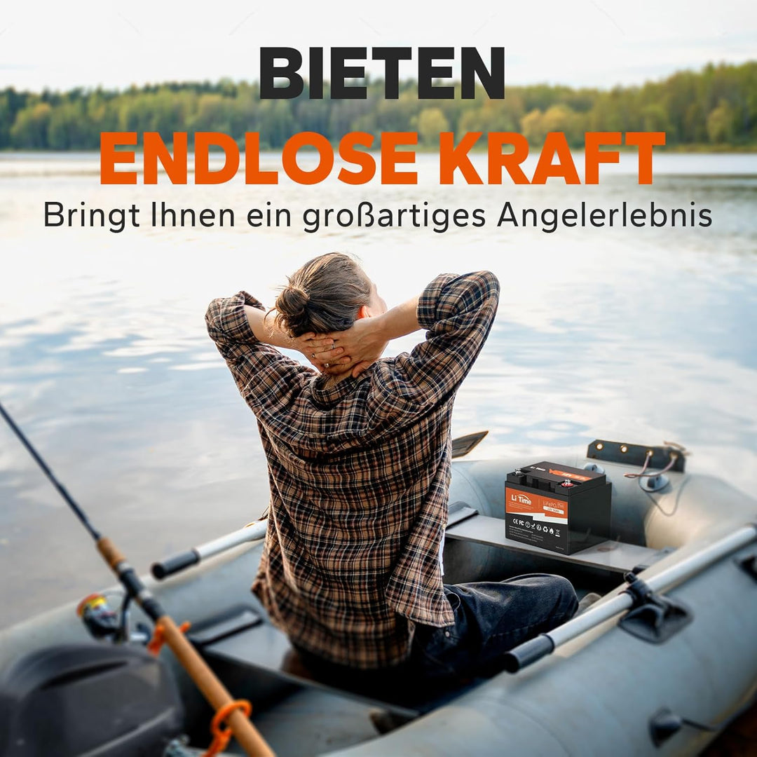 LiTime LiFePO4 12V 50Ah Lithium Batterie mit Max. 15000 Zyklen und 10 Jahre Lebensdauer, Eingebautes