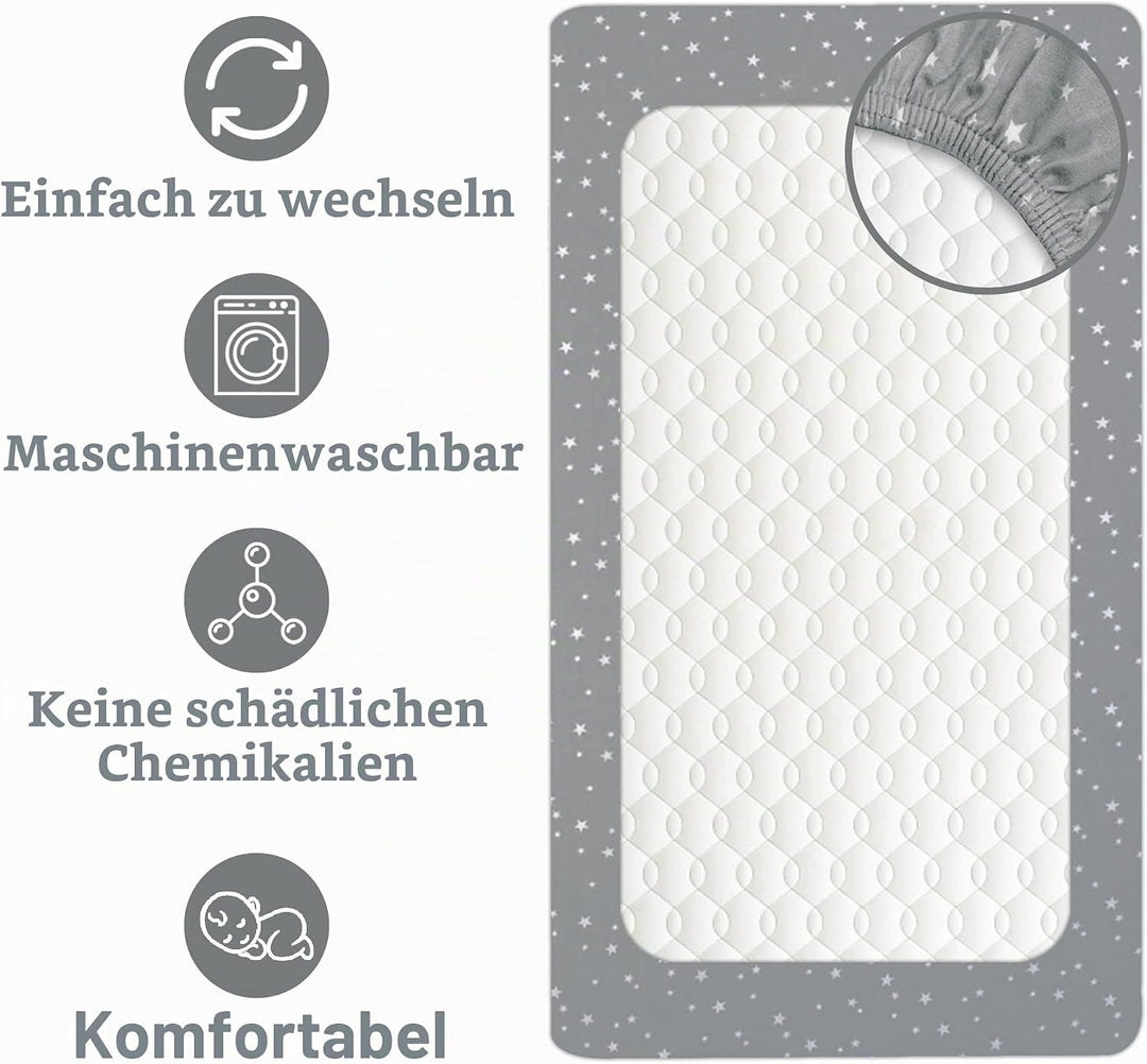 Lilly B. Bio-Baumwolle GOTS 2-in-1-Pack mit 2 Wasserdichten Babybettlaken, verwendet anstelle von Ma