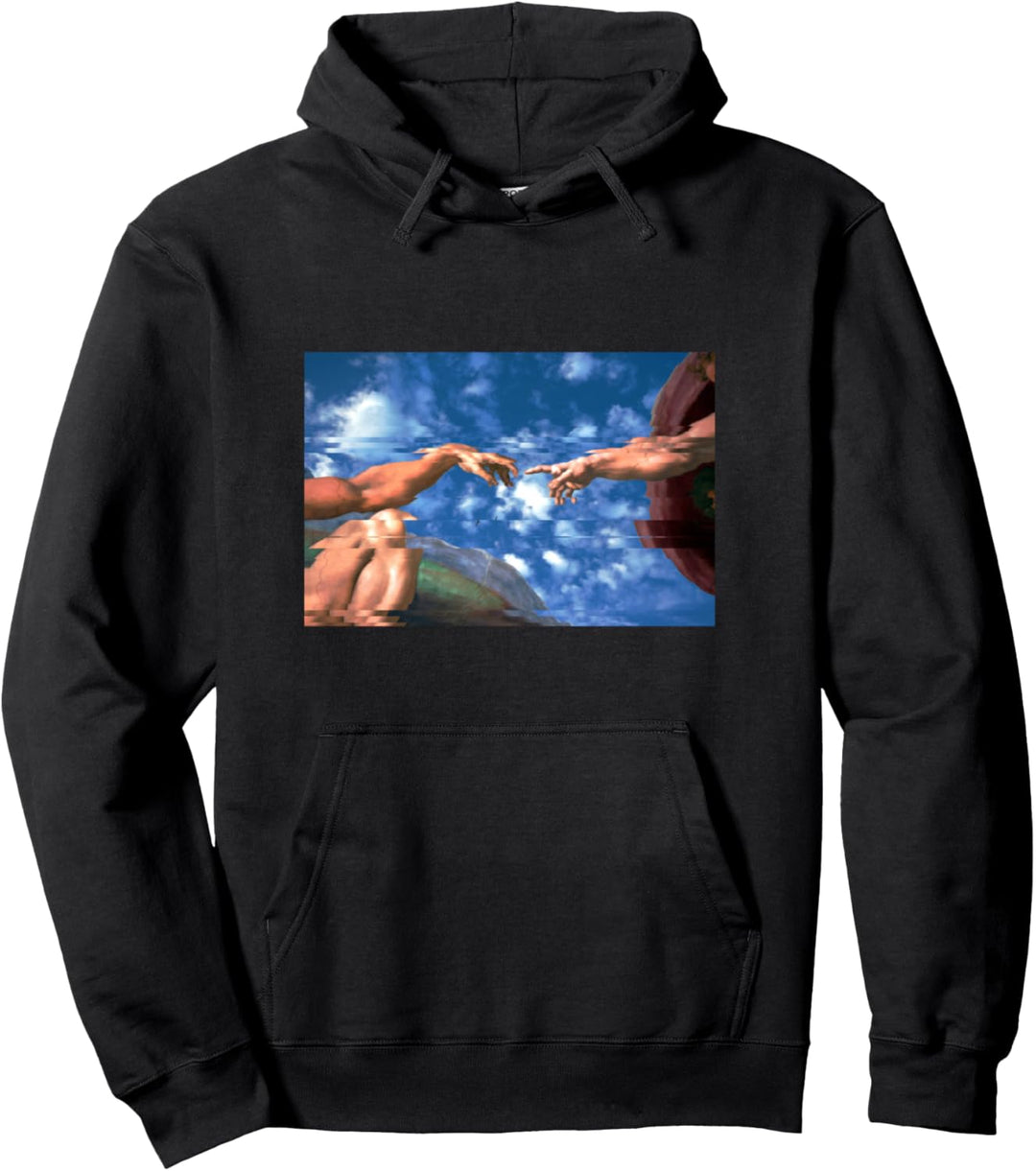 Erschaffung von Adam Michelangelo Glitch Effekt Vapor Wave Pullover Hoodie