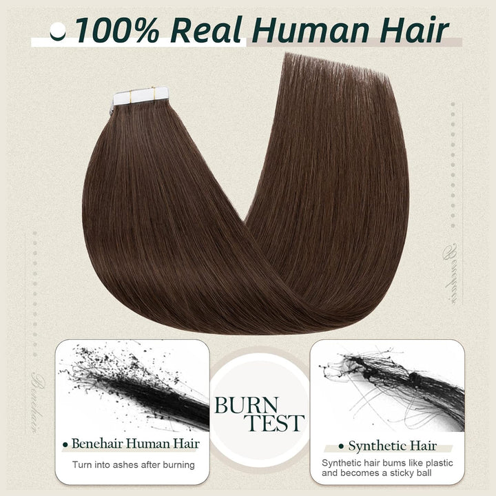 Benehair Tape in Extensions Echthaar, 30CM Tape in Haarverlängerungen, Invisible Echthaar Extension