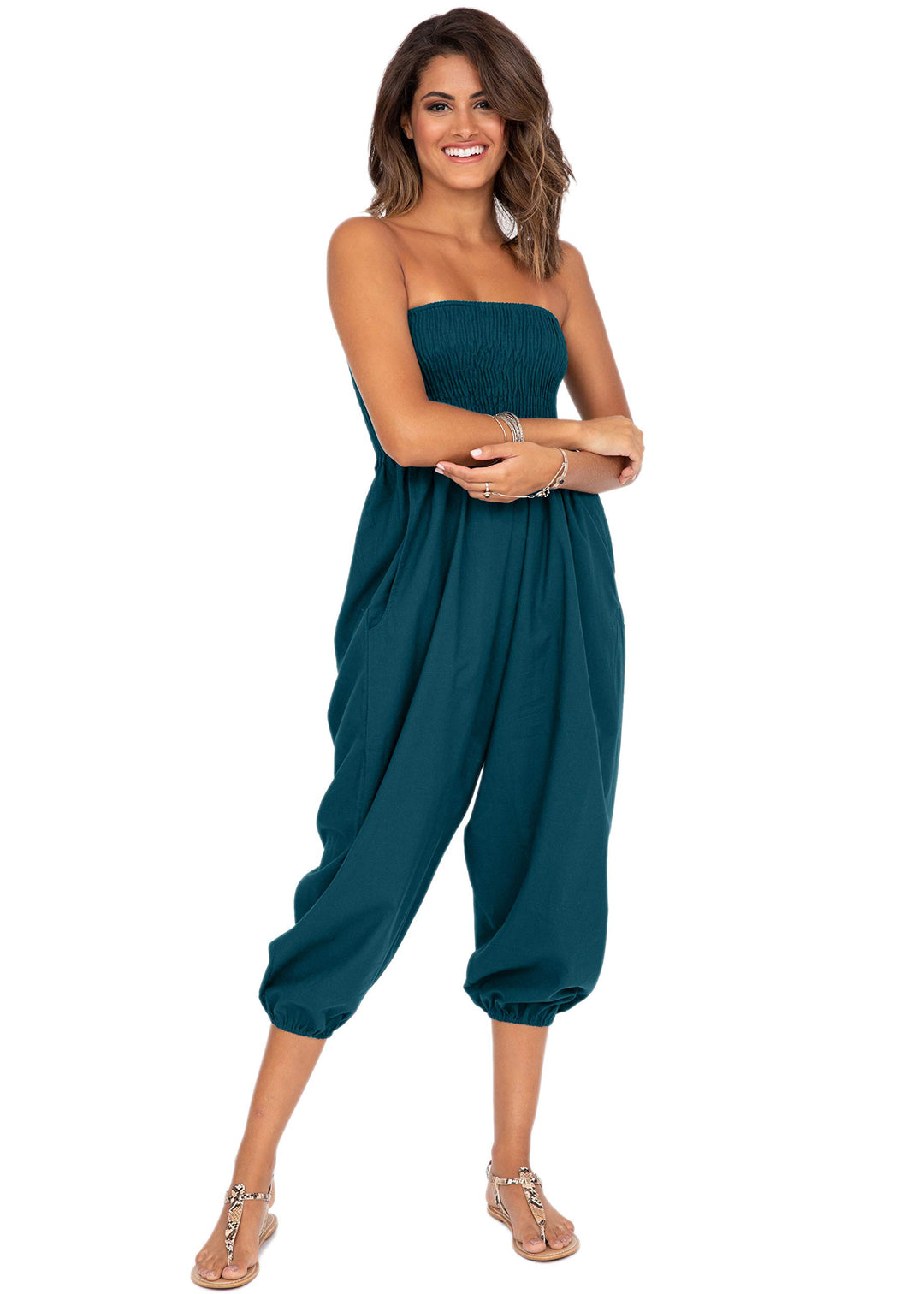 likemary extraweite Haremshose Damen, Einteiler aus Baumwolle - 2-in-1 Jumpsuit – Pumphose, optional