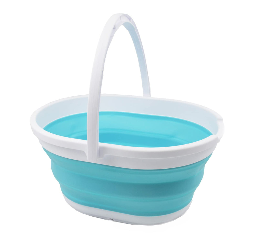 SAMMART 11L Faltbarer Korb mit Griff – Tragbarer Outdoor-Picknickkorb/Krater – Faltbare Einkaufstasc