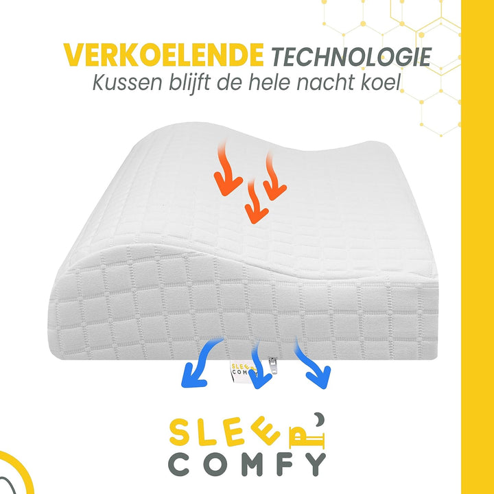 SLEEP COMFY Premium Mini Visco HWS Nackenkissen, Kopfkissen, Nackenstützkissen Memory Foam Ergonomis