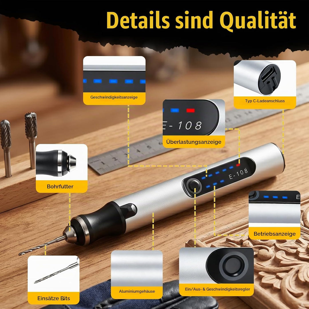 Gravierstift mit 37 Bits, kabelloses Gravurstift für alle materialien