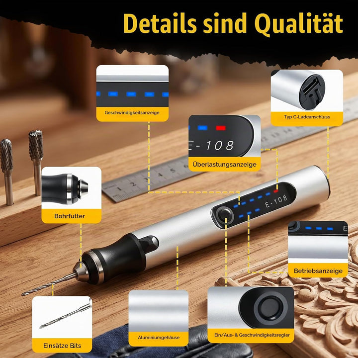 Gravierstift mit 37 Bits, kabelloses Gravurstift für alle materialien