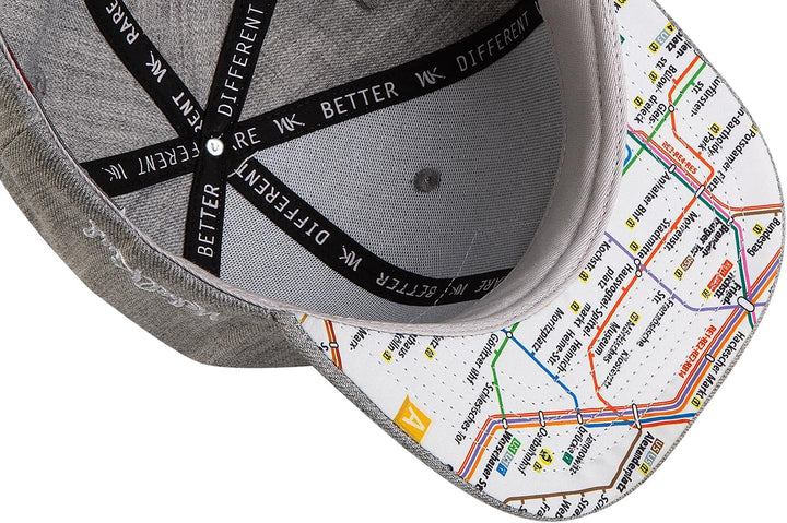 Nebelkind Snapback Cap Berlin Netzplan Patch Kappe Hellgrau Grössenverstellbar Unisex One Size