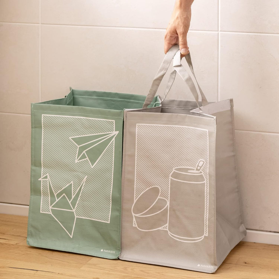 Navaris 4er Set Recycling Taschen für Glas Plastik Metall und Papier - 4fach Mülleimer Müllsortierer