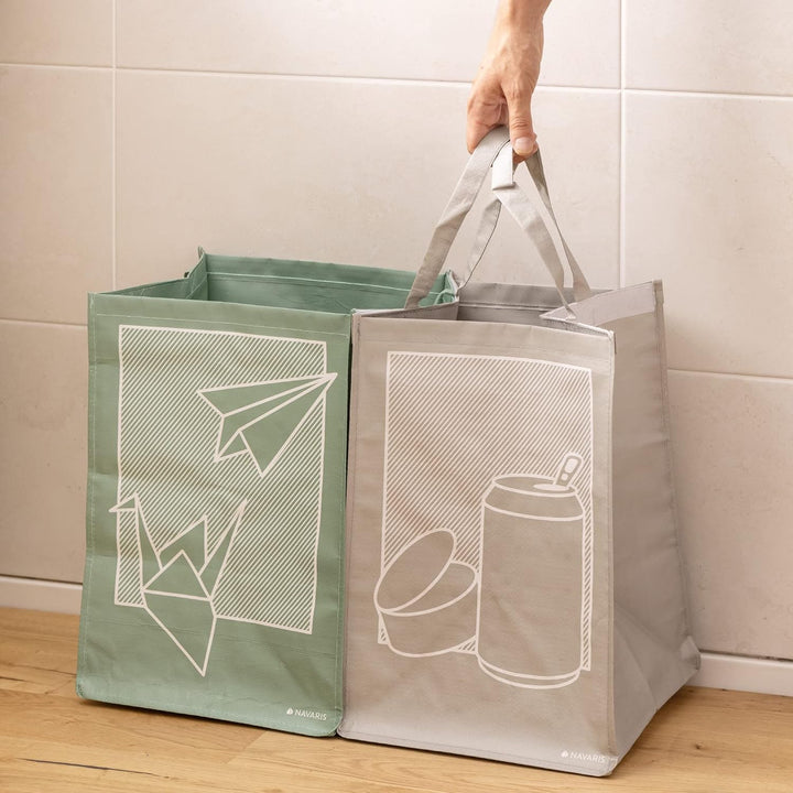 Navaris 4er Set Recycling Taschen für Glas Plastik Metall und Papier - 4fach Mülleimer Müllsortierer