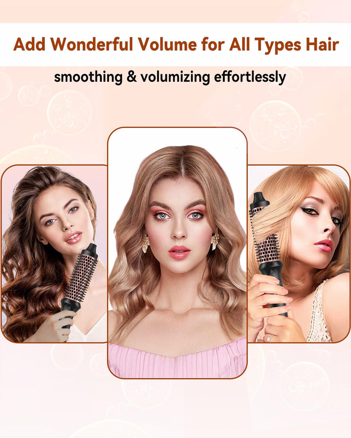 Thermal Brush 3 in 1, Thermobürste Wärmebürste 32mm, UKLISS Rundbürste Kompakt, Lockenbürste Double