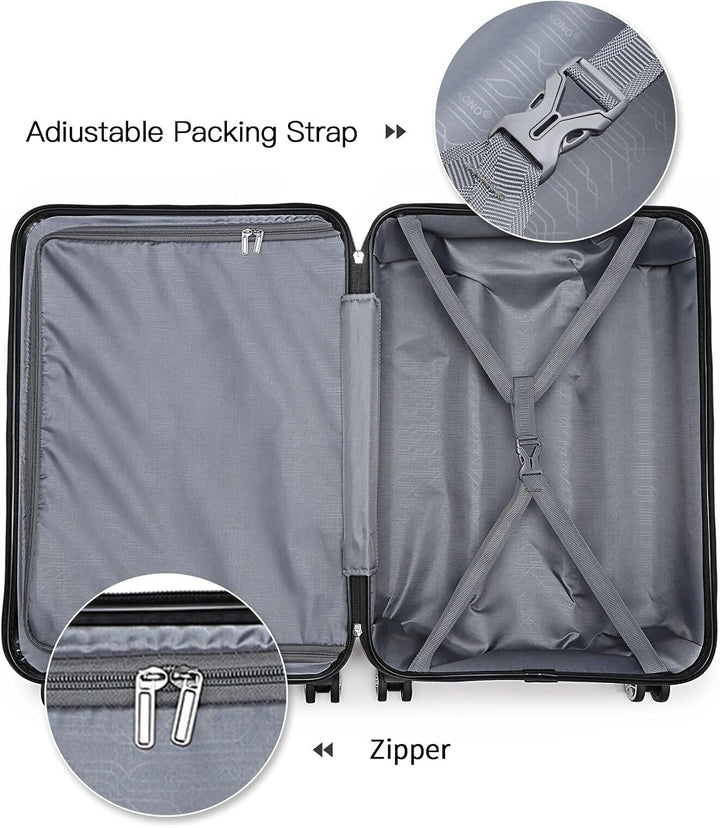 Kono ABS Kabinenkoffer, Hartschale, leicht, 55 cm, Handgepäck, mit Schloss TSA, 38 l Dunkelblau, Dun