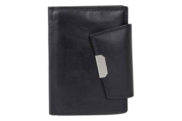 Damenbörse Portemonnaie Geldbörse im Hochformat LEAS in Echt-Leder, schwarz - Ladies-Collection