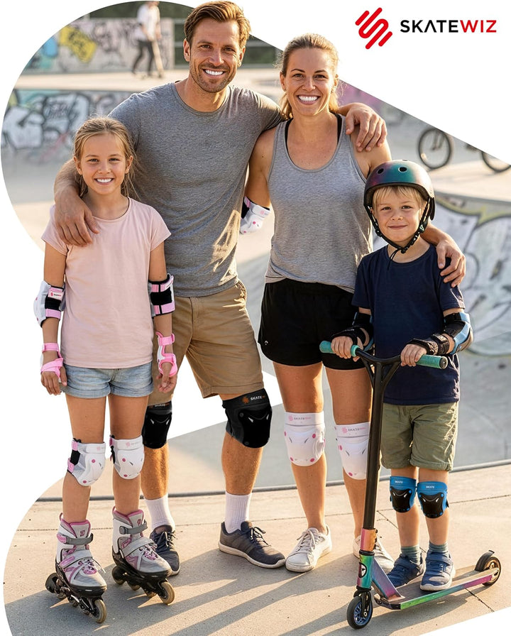 SKATEWIZ Kinder Protektoren Set Schoner - Inliner Knieschoner Kinder – Schützer Set [6er] für Kinder