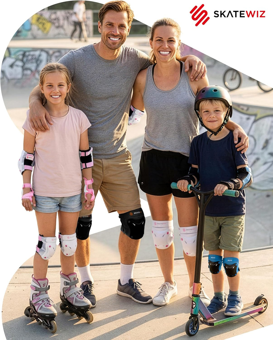 SKATEWIZ Kinder Protektoren Set Schoner - Inliner Knieschoner Kinder – Schützer Set [6er] für Kinder