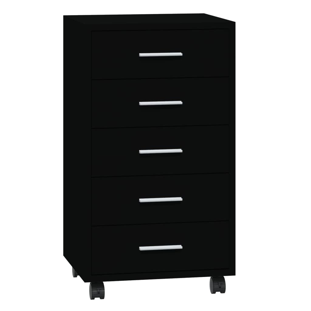 Nachttisch mit 5 Schubladen, Beistellschrank mit Rollen, Kleiner Schrank, Büroschrank, Rollcontainer