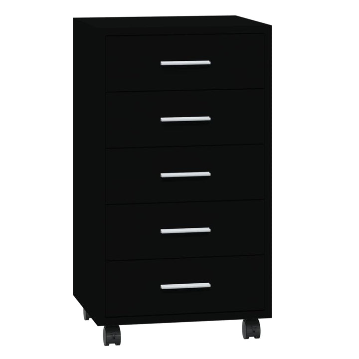 Nachttisch mit 5 Schubladen, Beistellschrank mit Rollen, Kleiner Schrank, Büroschrank, Rollcontainer